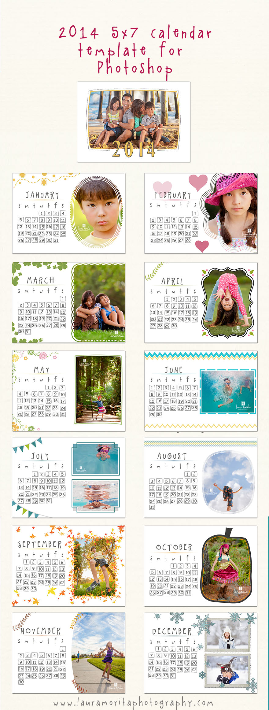 Calendar templates for Photographers -- Laura Morita Photography