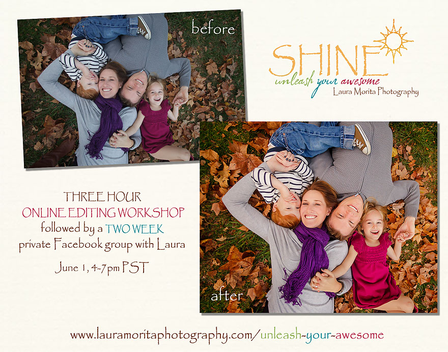 SHINE ~ Unleash Your Awesome ~ Laura Morita Photography | Online editing workshop